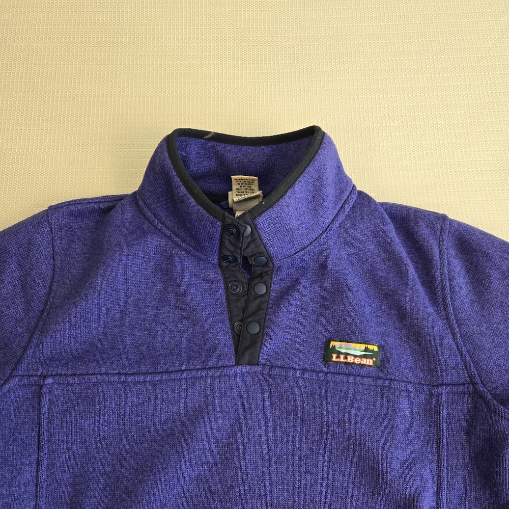 LL Bean Pullover Long Sleeve Sweatshirt Knit Fleece Purple 300193 Youth L 14-16 - Picture 4 of 13